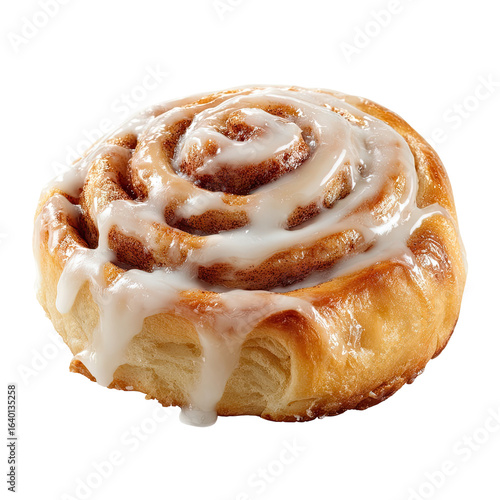 Close-up of a glazed cinnamon roll