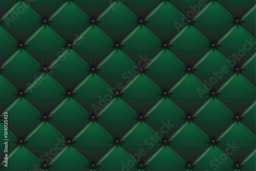 Close-up of a luxurious tufted green leather texture, pattern design