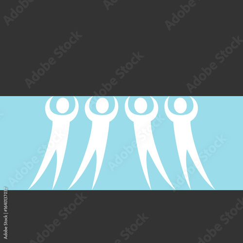 People holding heavy burden. Strength, weight, hard work, emergency, stress, pressure, responsibility, trap, desperate situation, doomed team in crisis concept. Flat design. EPS 8 vector illustration