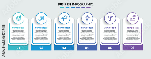Business vector infographic design template with icons and 6 options or steps