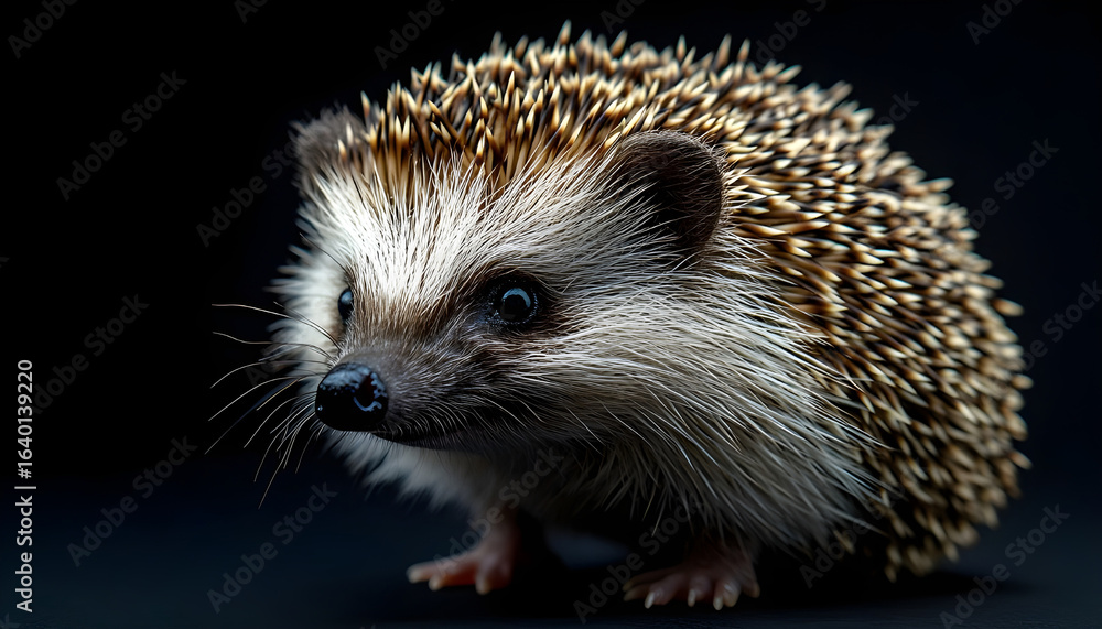 Fototapeta premium Portrait of a hedgehog on a dark background