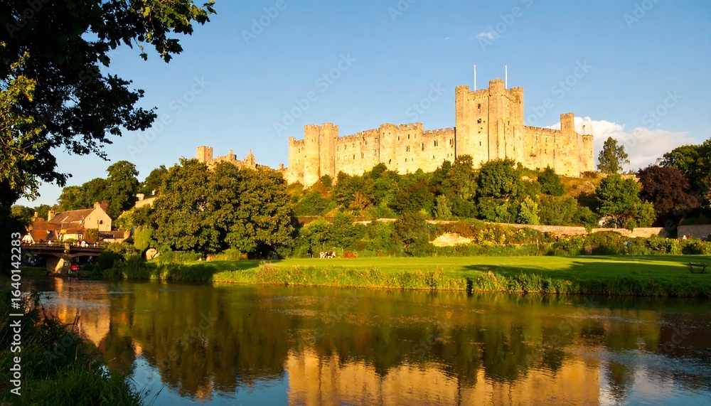 Fototapeta premium Castle reflected in a river