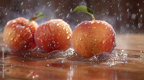 Peach and ice cubes
