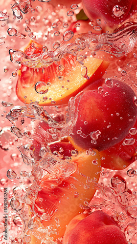 Peach and ice cubes