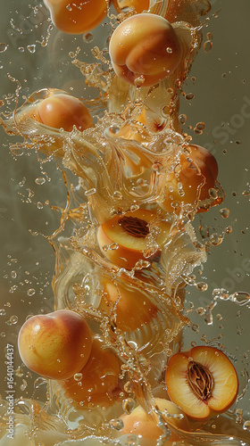 Peach and ice cubes