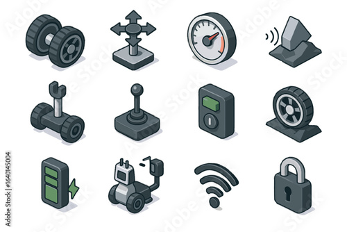 Icon wheels adaptation indicator telepresence power control status stick switch grid vector