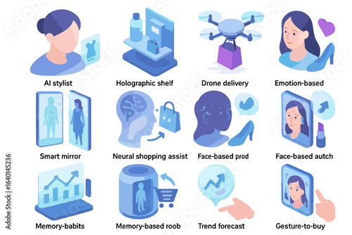Shopping smart graph shelf vector pod icons mirror drone icon futuristic preview