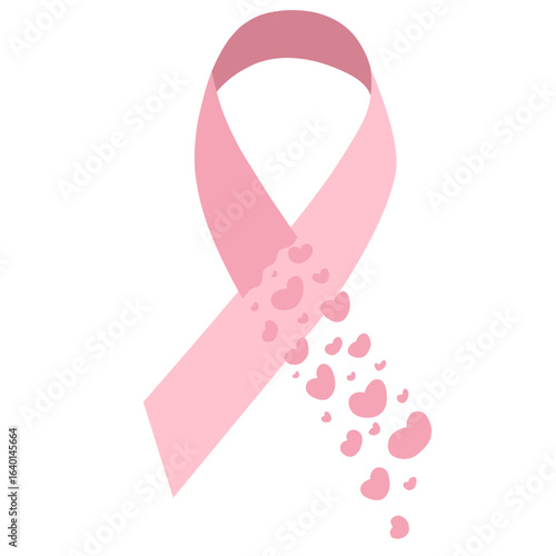 pink breast cancer ribbon with hearts