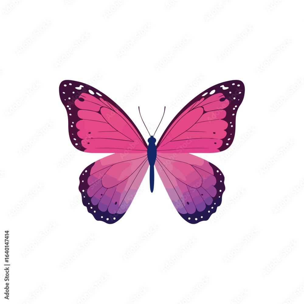 Fototapeta premium Beautiful butterfly. Watercolor illustration. Colorful Butterflies clipart set. Pink blue butterfly. Baby shower design elements. Party invitation, birthday celebration. Spring or summer decoration