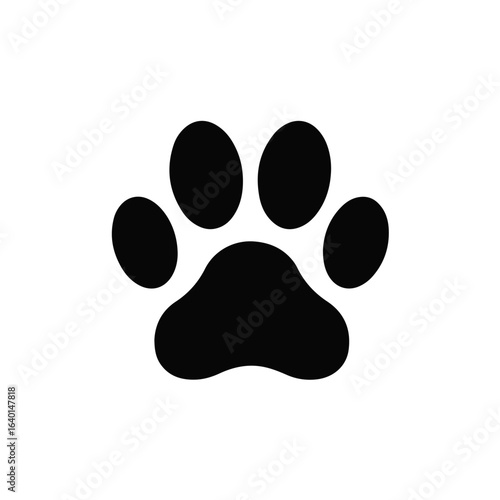 Dog paw icon print vector silhouette logo - puppy footprint
