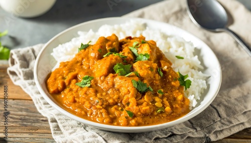 Chicken lentil curry with rice