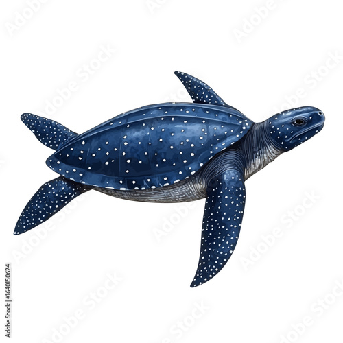 watercolor of Leatherback Turtle, vector, isolated on a white background.