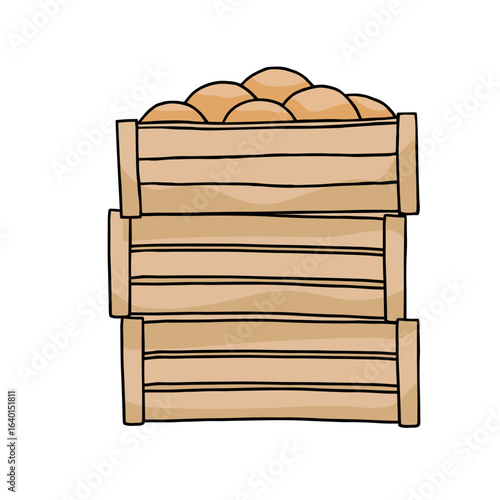 fruit crates stacked on white background