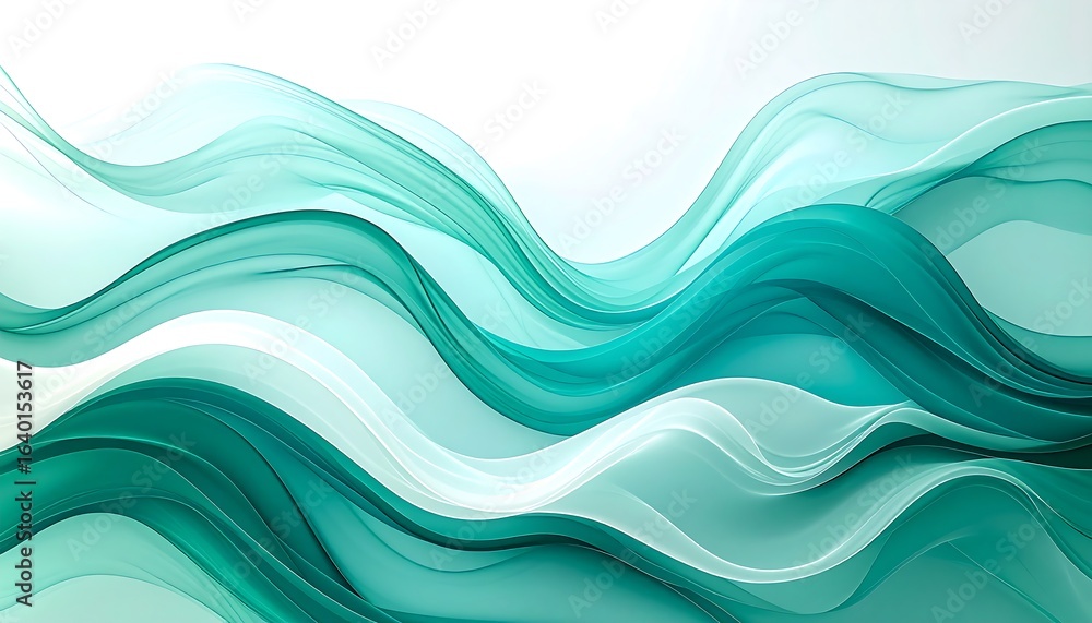 Fototapeta premium Abstract teal and white flowing waves