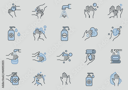 Illustrations depicting essential steps for effective hand hygiene and cleanliness practices to prevent the spread of germs and maintain personal health