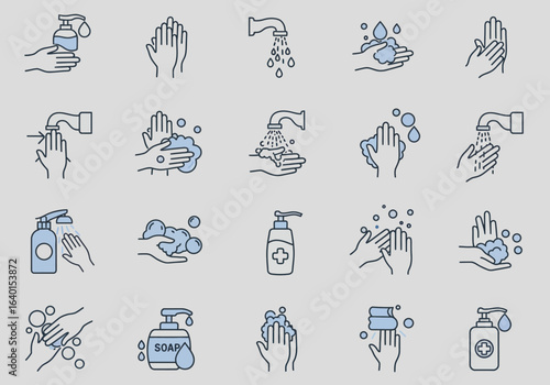 A Comprehensive Collection of Hand Washing and Hygiene Illustrations Demonstrating Proper Techniques for Effective Cleaning and Health Protection