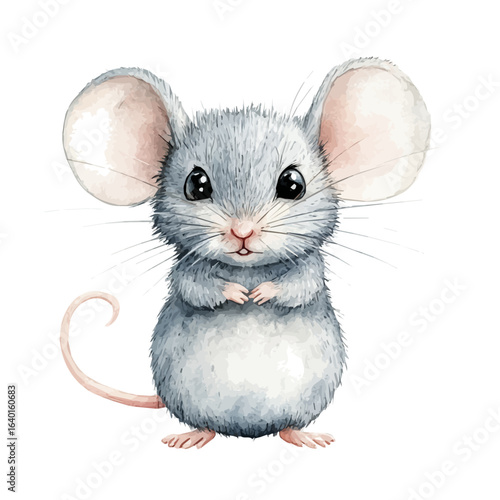 watercolor of House Mouse, vector, isolated on a white background.