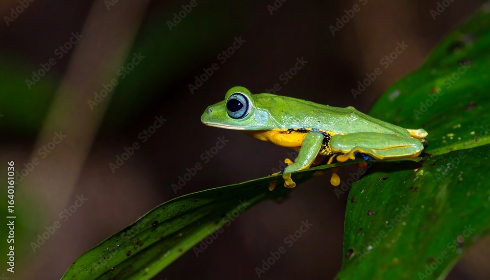 Obraz premium Green frog on leaf