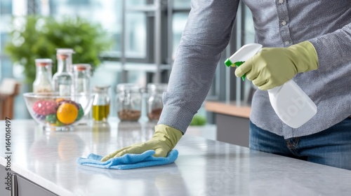 Nettoyage et désinfection du plan de travail de cuisine pour une hygiène parfaite