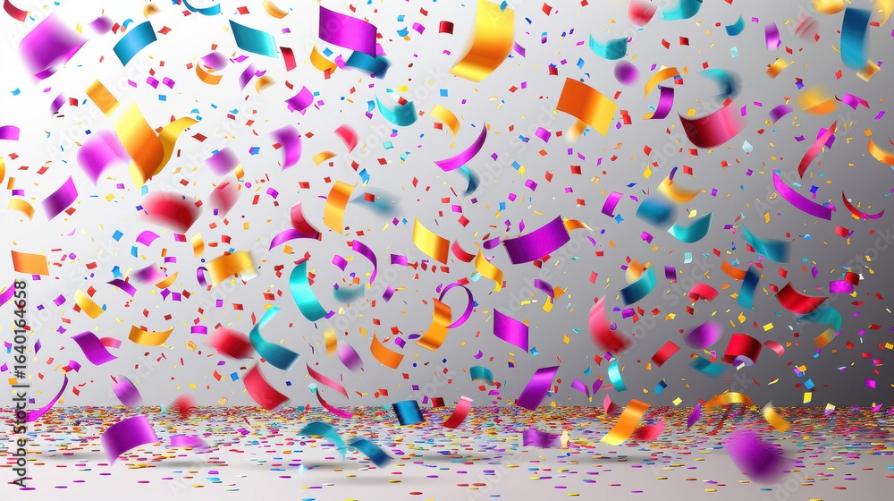 Fototapeta premium Vector realistic colorful confetti on white ground.jpeg