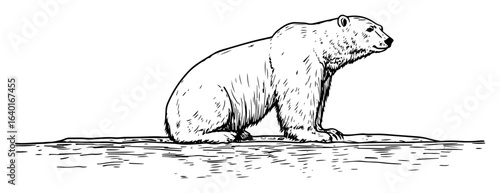 polar bear sitting – monochrome arctic animal sketch