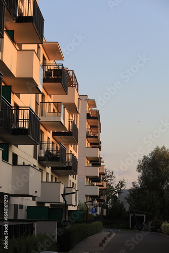 Residential complex in the rays of the evening sun