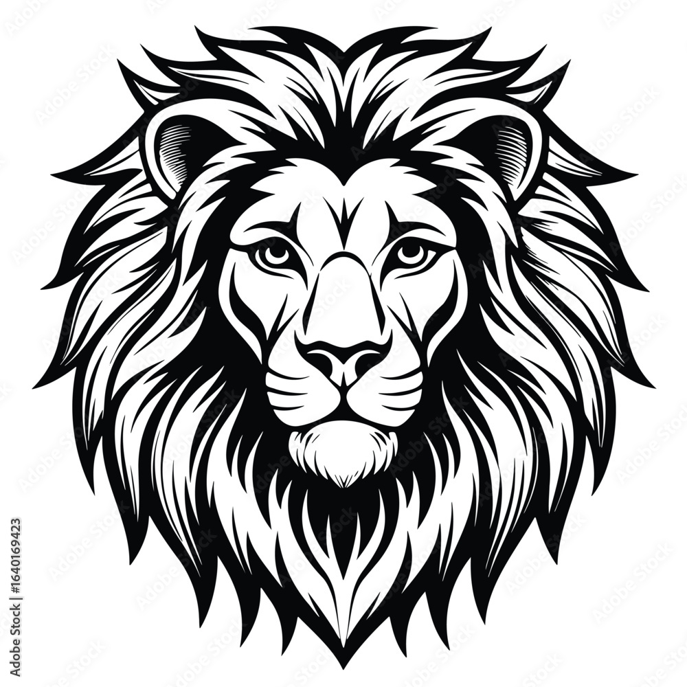 Obraz premium Majestic lion head silhouette isolated on white background