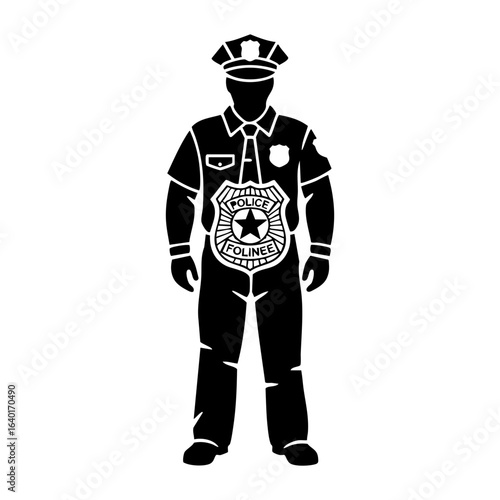 Police Officer with Badge Vector Illustration