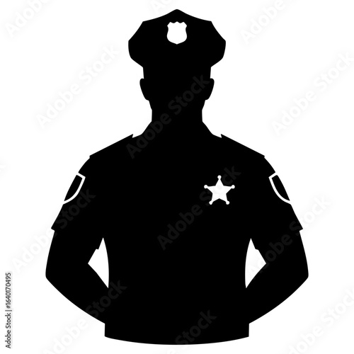 Police Officer with Badge Vector Illustration