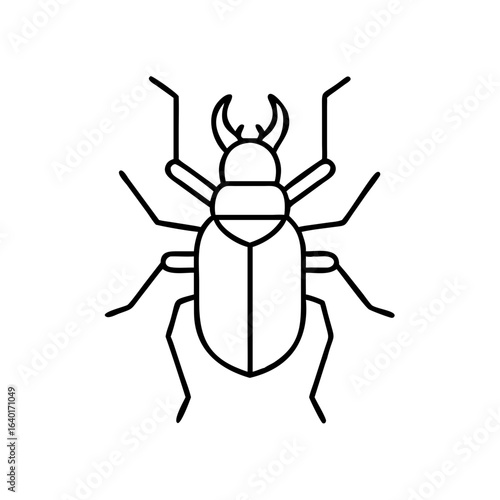 Vector icon of a stag beetle with six legs