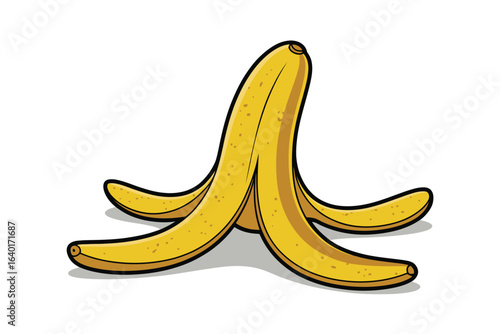 Yellow banana peel on a white background