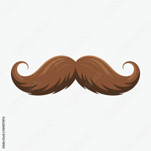 Classic brown handlebar mustache with curled ends