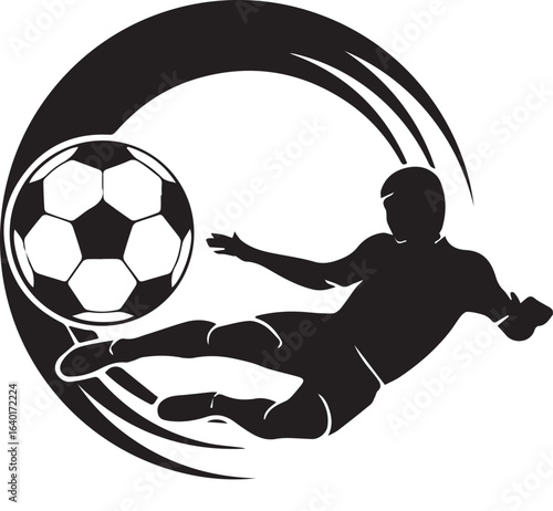 Soccer Player Kicking Ball with Swirl