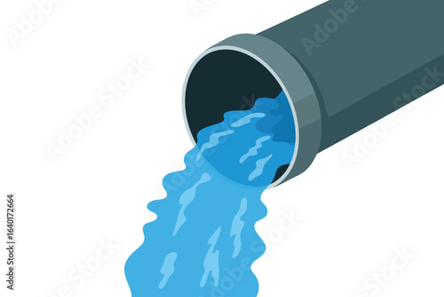 Water flowing out of a large gray pipe