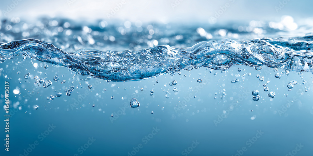 Close-up view of crystal clear water, revealing the beauty of fluidity and transparency. The image showcases the natural world's elegance Close-up view of crystal clear water, revealing the beauty of fluidity and transparency. The image showcases the natural world's elegance