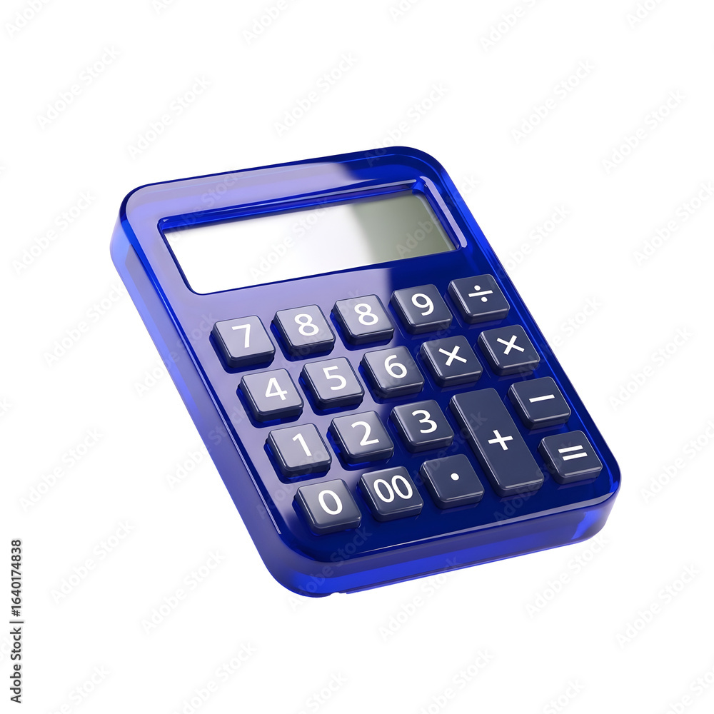 Blue Calculator 3D Render Isolated Transparent Background Blue Calculator 3D Render Isolated Transparent Background