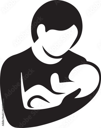 Mother Holding Baby Silhouette Black Vector illustration Icon for Parent Childcare and Family Designs