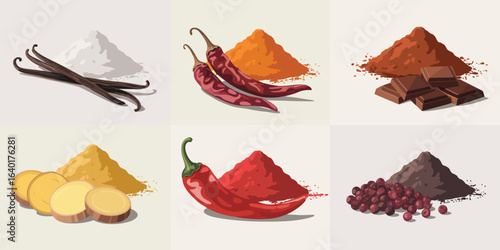 A culinary collage of spices and ingredients