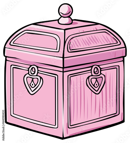 Pink Treasure Chest: Adorable Lockbox Container with Domed Lid and Decorative Frame