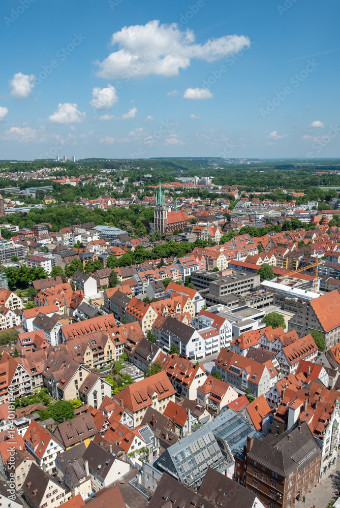 Naklejka premium aerial view from Minster in Ulm to the skyline