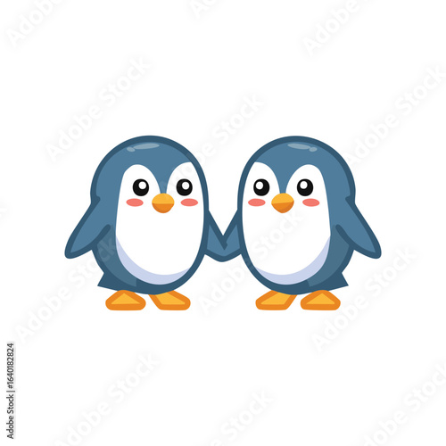 Two adorable penguins holding hands, full of love and connection