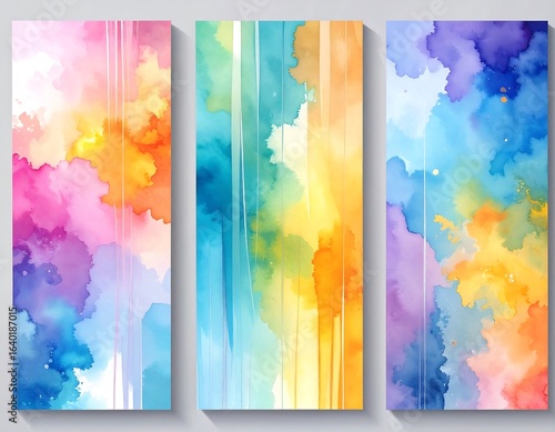 Abstract watercolor banners in vibrant colors