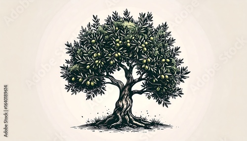 Vintage olive tree illustration