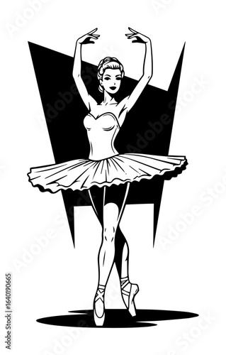 graceful ballerina dancing in tutu vector illustration
