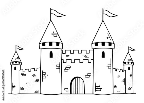 fairy tale castle hand drawn vector illustration