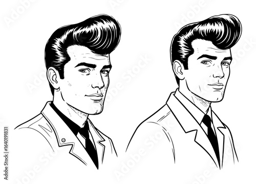 retro man with pompadour hairstyle 1950s rockabilly vector