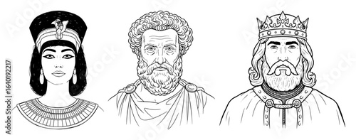 famous historical leaders portrait collection line art