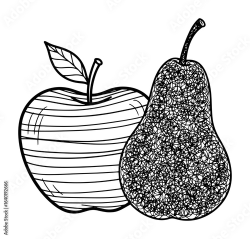 apple and pear fruit hand drawn vector illustration