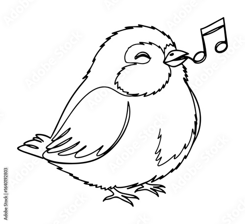 cute little bird singing a song vector illustration