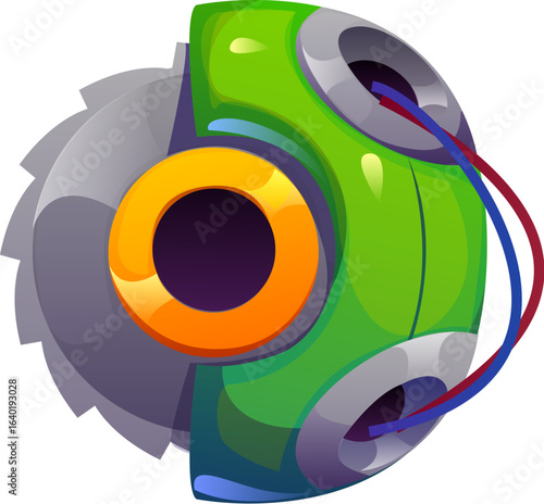Robot font, cyborg machine gear wheel type for robotic engineering, cartoon vector typeface. Robot font number or English alphabet letter of cyborg machine gear or robotic mechanism cogwheel type
